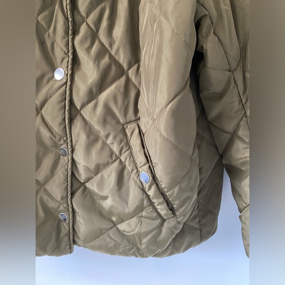 H&M Womens Military Green Quilted Bomber Jacket Size 4 - Picture 6 of 6